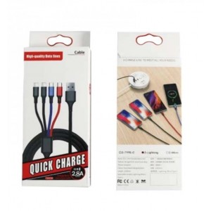 USB 4 in 1 Cable 2 Lightning / 1 Micro Usb / 1 Type C 125cm 2.8A Φορτιστές-USB Καλώδια