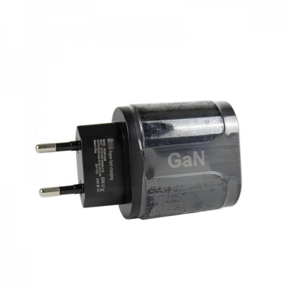 Αντάπτορας Τοίχου USB & USB Type-C 65W 5V Super Fast Charge 3.0 BK385-GaN Black Φορτιστές-USB Καλώδια