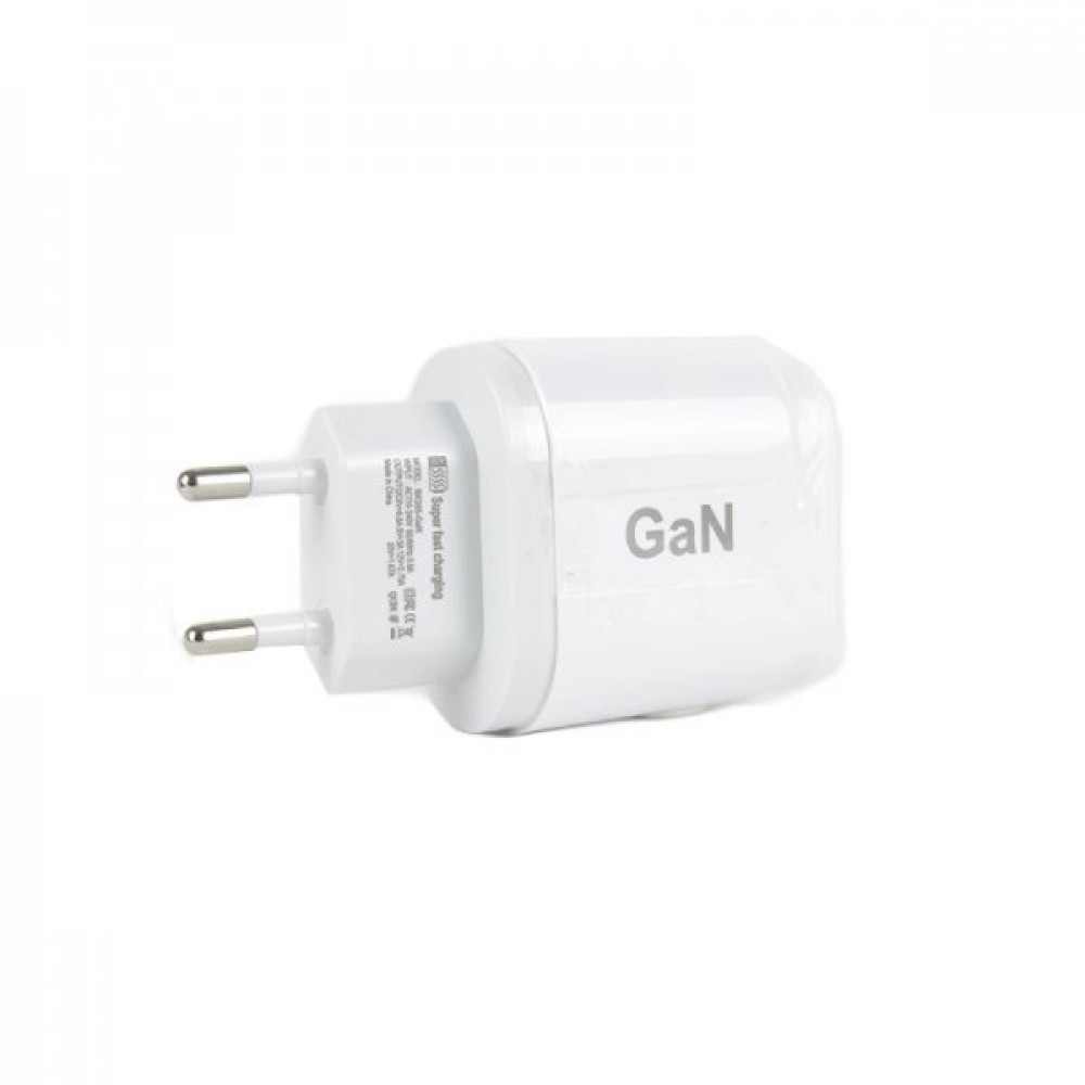 Αντάπτορας Τοίχου USB & USB Type-C 65W 5V Super Fast Charge 3.0 BK385-GaN White Φορτιστές-USB Καλώδια