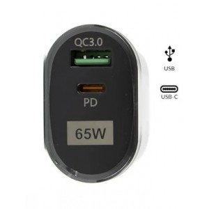 Αντάπτορας Τοίχου USB & USB Type-C 65W 5V Super Fast Charge 3.0 BK385-GaN White Φορτιστές-USB Καλώδια
