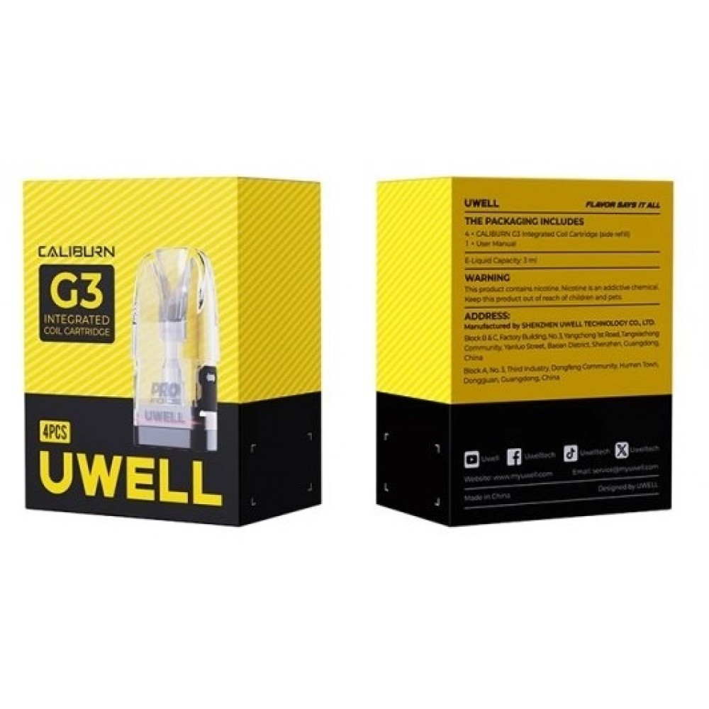 Uwell Caliburn G3 3ml 0.4Ω Cartridge 1τμχ Ατμοποιητές